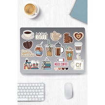 Kahve Temalı Sticker Etiket Seti - Coffee Sticker - Laptop Notebook Telefon