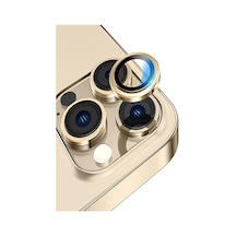 Apple Uyumlu iPhone 12 Pro ile Alüminyum Alaşım Temperli Cam Kamera Lens Koruyucu - Gold