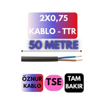 Öznur 2x0,75 Ttr Kablo Metre Seçenekli Siyah - 50 Metre