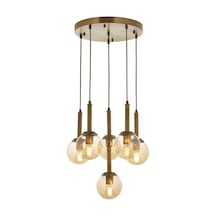 Eskitme Kaplama Modern Avize E27 Metal Ahşap 40cm Çok Renkli