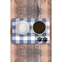 Evaşk Vinil Kaymaz Tabanlı Keçe Baskılı Evcil Hayvan Pet Mama  Paspası 45x100 Renk MAVİ PM38100MAVİ