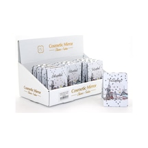 5 Adet El Aynası Taşlı İstanbul Tasarımı İnce Cep Aynası, Dekoratif Hand Mirror Pocket Mirror Sarı