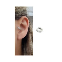 Zirkon Taş Detaylı 925ayar Gümüş Üzerine Altın Kaplama Helis Tragus Kıkırdak Halka Piercing Gümüş
