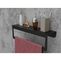 Risingmaber Siyah Havlu Tutacağı Raf Metal Havlu Askısı Mutfak Banyo Raflı Havluluk Metal Raflı Havluluk Mt42s Genel