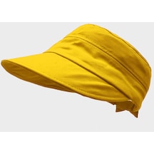 Kadın Güneş Koruyucu Geniş Siperli Pamuk Şapka - Sarı - Standart