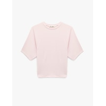 Koton Slim Fit Kısa Kollu Bisiklet Yaka Modal Karışımlı Tişört Pembe 6sal10399ık Gül