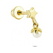 Glorria Altın Inci Yıldız Helix Piercing Sarı