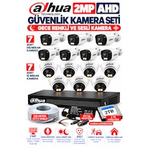 14'lü 2mp Ahd Full Color Renkli Gece Görüş Sesli Kamera Seti 7 İç - 7 Dış Kamera
