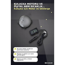 Kuluçka Motoru 50 Tyz 10/12 Rpm Viyol Çevirici Ve Problu Dijital Nem Sıcaklık Ölçer Seti Bx-316163