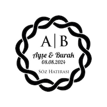Yapraklı Dal Desenli Dikdörtgen Mühür Kına Nişan Düğün 3x3 Cm Özel Etiket / 50 Adet Sticker Beyaz