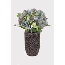 Lüx Beton Retro Tombul Vazoda Yapay Islak Ortana Tanzimi 25 Cm Pastel Turkuaz