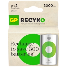 Gp Batteries Recyko 3000 D Boy Ni-mh Şarjlı Pil 1.2 Volt 2li Kart