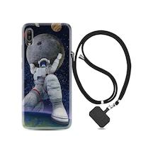 Huawei Y6 2019 Kılıf Boyun Askılı Astronot Ve Dünya 1759