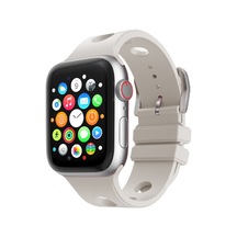 Apple Watch 44mm Uyumlu Delikli Tasarım Silikon Kordon Krd-147 - Starlight - T39858