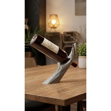 Vinograce Minimalist Geometrik Şarap Şişesi Tutucu - Denge Tasarımlı Dekoratif Şarap Standı Yeşil - Beyaz