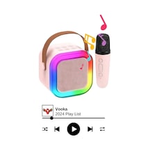 Bluetooth Hoparlör Parti Hoparlörü Karaoke Mikrofon li Işıklı Ses Bombası Usb Sd Girişli