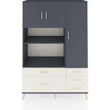 Hyperion Dolap 7 Raflı 5 Çekmeceli 3 Kapaklı 132x44x195 Antrasit-antrasit/aytaşı Antrasıt/aytası