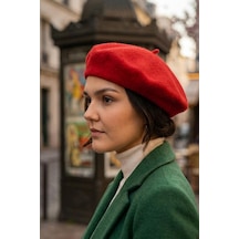 Ritagarcia Vintage Tarz Kadın Fransız Keçe Ressam Bere Kırmızı