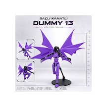 Dummy 13 Mor Saçlı Kanatlı Hareketli Figür - 3d Robot Oynar Eklemli Stand Hediyeli