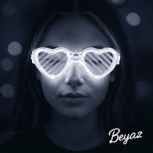 Beyaz Led Işıklı Kalp Gözlük 3 Modlu Parti &amp Glow Gözlüğü - Vzqg-874130