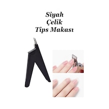 Çelik Tips Makası - Protez Tırnak Tips Kesme Makası - Takma Tırnak Makası Siyah