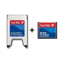 Sandisk 512 MB Compact Flash Hafıza Kartı + PCMIA Compact Flash Kart Okuyucu