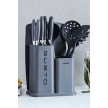 Karaca  Gusto Gri 12 Parça Bıçak Servis Kesme Tahtası Seti