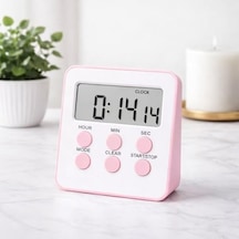 Mr Alarmlı Dijital Öğrenci Sınav Masa Kronometresi 24 Saat Geri Sayım Timer, 2 Kademeli Alarm, Lcd Ekranlı Pembe