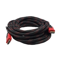 Naylon Örgülü Siyah Kırmızı Gold Hdmi Kablo 5 Metre