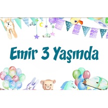 Sevimli Hayvanlar Ve Parti Temalı Doğum Günü Afişi 35x50 Cm