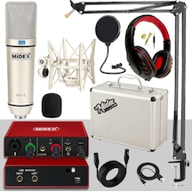 Midex Cx1 Mikrofon + Glx-500 Pro Ses Kartı + Rs-30 Stereo Kulaklık Kayıt Ekipmanı