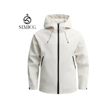 Erkekler İçin Yeni Düz Renk Su Geçirmez Rüzgar Geçirmez Ceket Beyaz