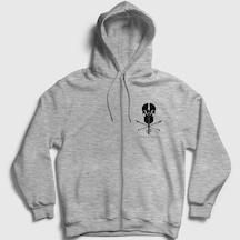 Presmono Unisex Cello Apocalyptica Fermuarlı Kapüşonlu Sweatshirt Gri Melanj