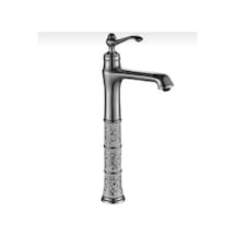 İsaoğlu Yapı Çanak Lavabo Bataryası Lavabo Armatürü Yüksek Model Vintage Tasarım Lavabo Musluğu İşlemeli Gümüş