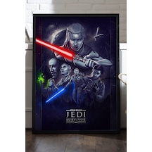 Star Wars Siyah Ahşap Çerçeveli Poster, Dekoratif Oyun Duvar Tablosu