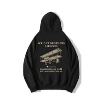 Brz Collection Unisex Oversize Wright Brothers Airlines Hoodie Siyah