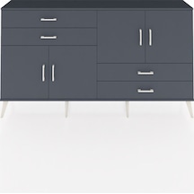 Arges Konsol 3 Raflı 4 Çekmeceli 4 Kapaklı 176x30x99 Antrasit-ant Antrasit-antrasit