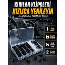 Universal Araç Döşeme Klipsi Ve Tampon Sabitleme Pimi Seti 100 Parça Organizer Kutulu Sarı