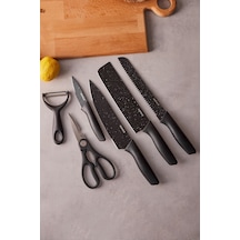 Karaca  Black Stone 6 Parça Makas ve Soyacaklı Bıçak Seti