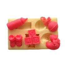Biberon Çıngırak Ve Çeşitli Aksesuarlar Silikon Pasta Ve Seker Hamuru Kalibi 3x3x1,5 Cm 6