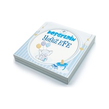 Erkek Bebek Çikolatası 48 Adet Madlen Çikolata Mavi Fil