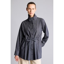 Defacto Regular Fit Çizgili Beli Bağcıklı Jean Görünümlü Tunik I4073ax26aunv42 Lacivert-nv42