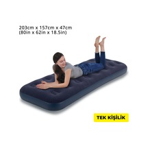 Terravita Tek Kişilik Şişme Yatak + Pompa 191 x 73 x 22 CM 100 KG Taşıma Kapasiteli 24040 Lacivert