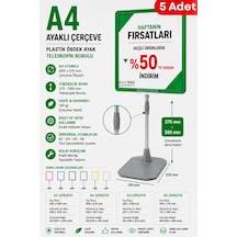 5 Adet - A4 Ayaklı Fiyat Etiketlik Teleskopik Borulu Çerçeve Etiketlik Yönlendirme Levhası Menü Panosu Yeşil