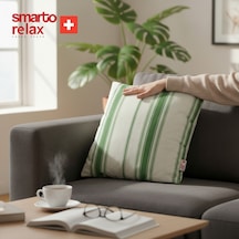 Smarto Relax Içi Dolgulu Kırlent 45x45 Cm Kare Salon & Berjer Kırlenti - Smr-kır-019 Beyaz - Yeşil