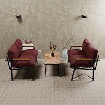 Mb Garden Furnıture Simetri Model, Balkon, Mutfak, Bahçe,cafe,metal Koltuk Takımı,bahçe Takımı,çay Seti, 2+2 Takım+sehpa Bordo
