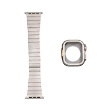 Apple Uyumlu  Watch Series 4/5/6/se 1.nesil 44mm Kasa Gövde Koruyucu Ve Metal Kordon 2 İn 1 Set