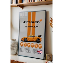 Mclaren Senna Lm Tablo - Teknik Özellikli Hiper Araba Poster - Çerçeveli Duvar Dekoru Siyah