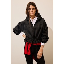 Defacto Beli Büzgülü Jakarlı Balloon Fit Dik Yaka Blazer Ceket I5184ax26wnbk81 Siyah-bk81