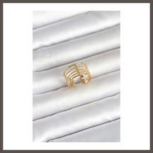 Bezos 316l Çelik Gold Renk Vintage Model Kadın Yüzük Nxrlvng